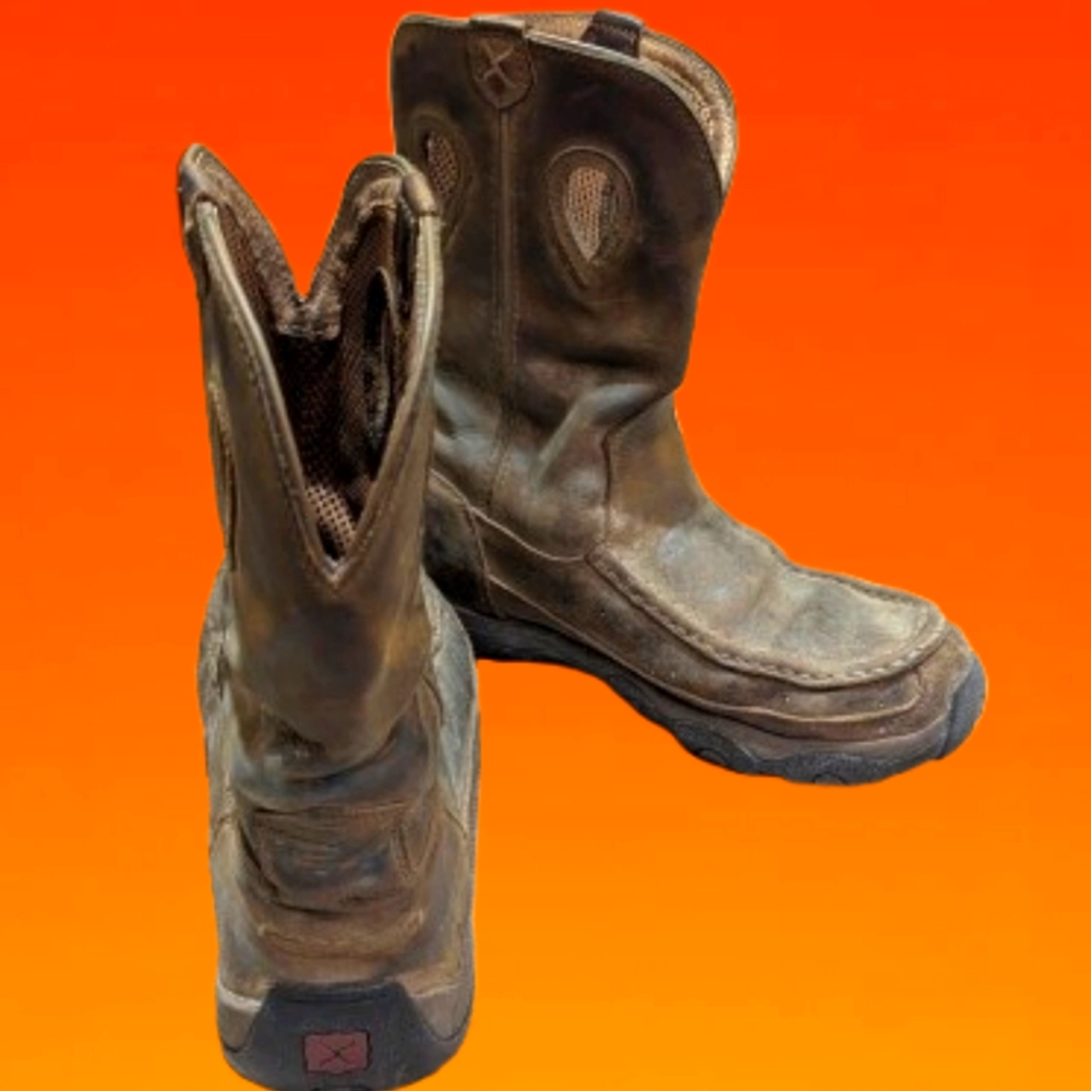 Twisted X Men's 11W 11" Pull On Hiker Boot Brown Leather - Picture 2 of 4